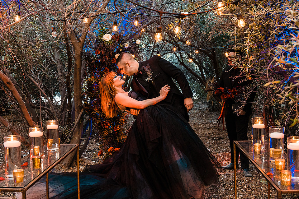  the nightmare before Christmas wedding – couple kissing