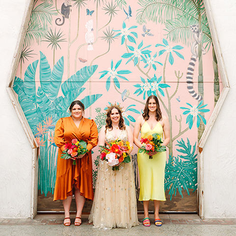  Iridescent dreams in the desert with the bride in a pink dress and the groom in a rose suit - bride