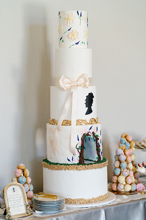  a Bridgerton inspired garden wedding in Las Vegas - cake + desserts 
