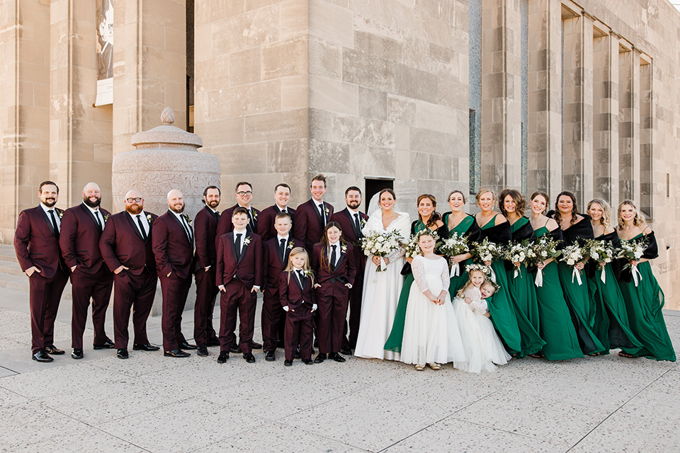  burgundy and green wedding with winter vibes - bridalparty 