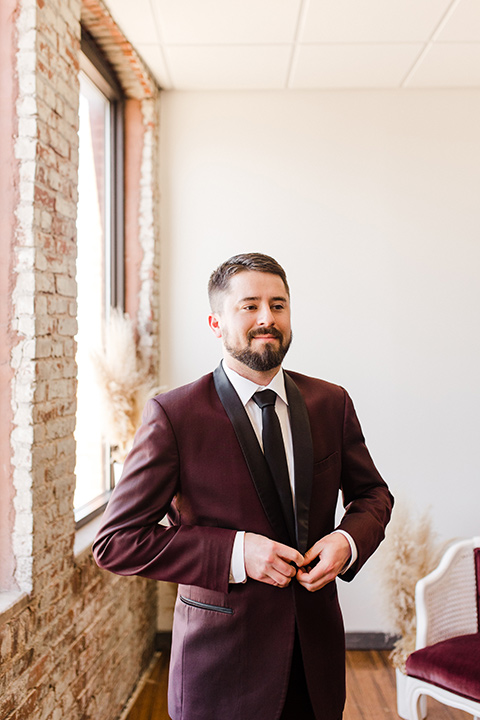  burgundy and green wedding with winter vibes – groom 