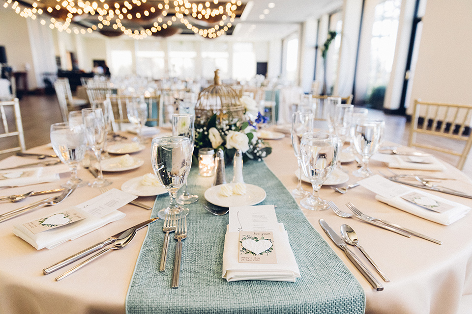  a tan and teal wedding with rustic chic details – reception décor 