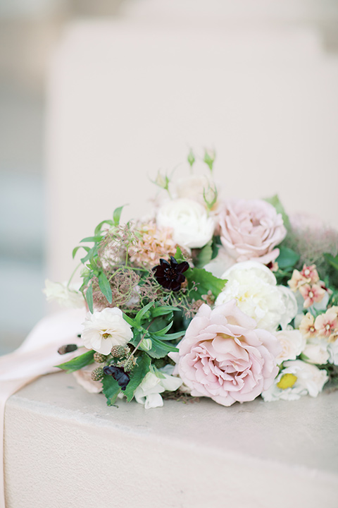  classic and modern balboa wedding with the groom in a navy shawl – florals 