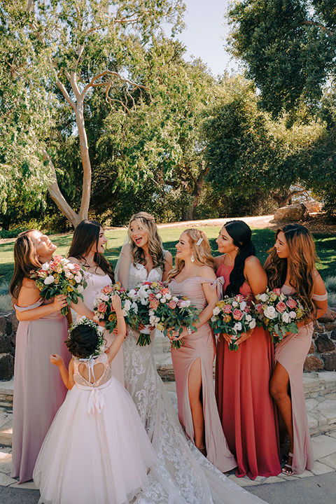  a romantic blush and blue wedding with garden details - bridesmaids 