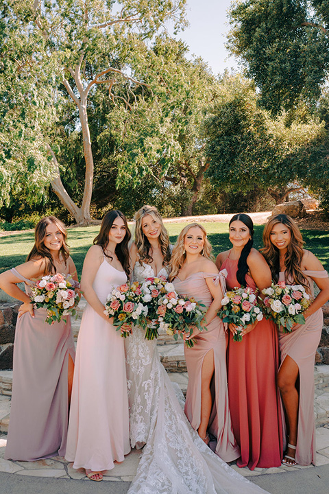  a romantic blush and blue wedding with garden details - bridesmaids 