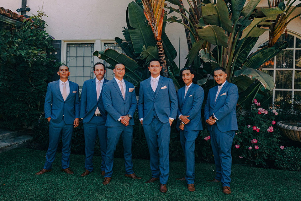  a romantic blush and blue wedding with garden details - groomsmen 