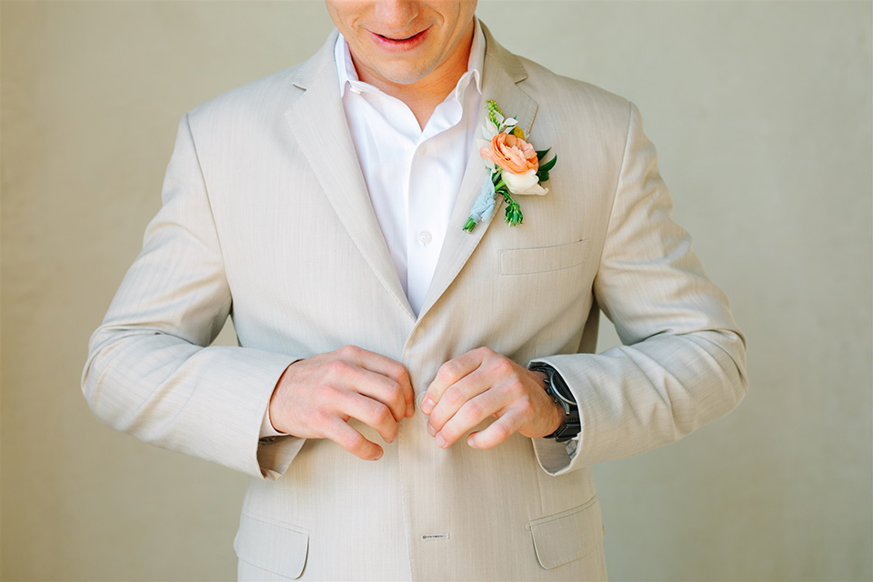  a beachy wedding with bold pastel colors and fun details - groom 