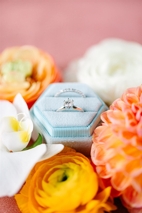  a beachy wedding with bold pastel colors and fun details - rings 