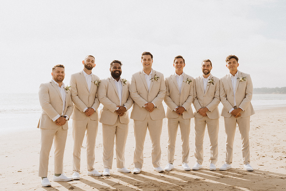  boho modern beach wedding on the sand – groomsmen