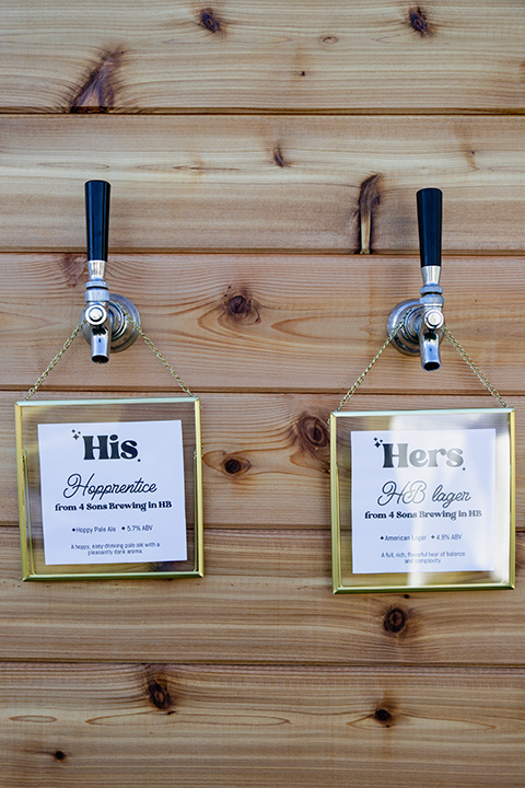  a groovy barn wedding with a neutral color palette and beer - his and hers beer 