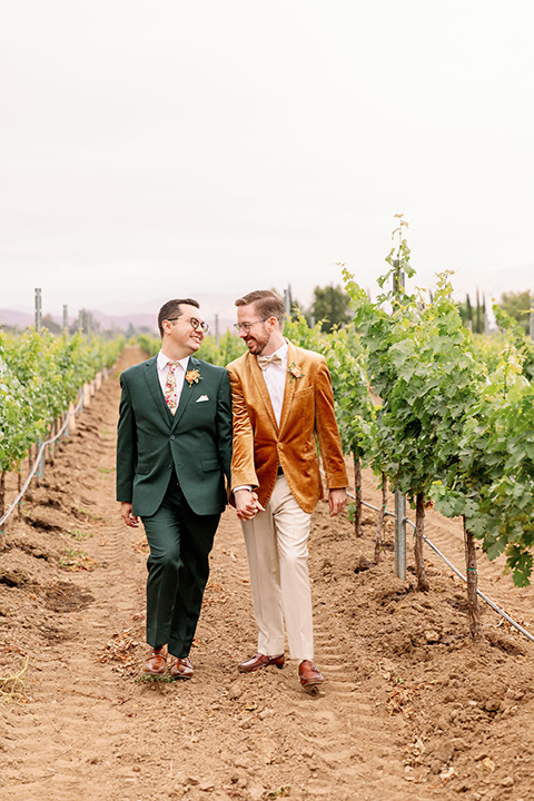  a dreamy garden wedding full of color and disco balls - couple in vineyard 