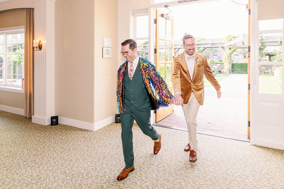  a dreamy garden wedding full of color and disco balls - walking into reception 