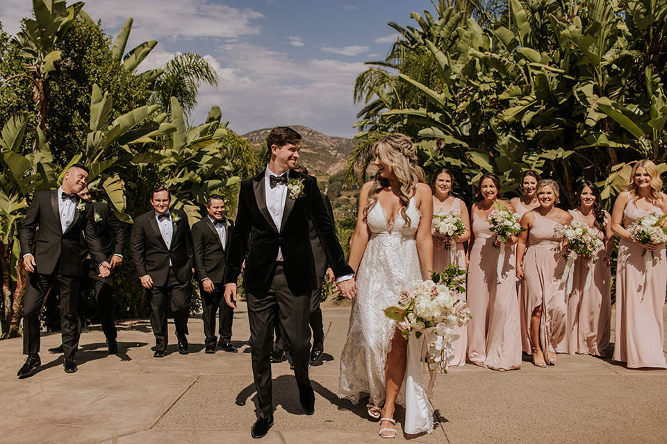 pink and black ranch wedding with elegant details - bridal party 
