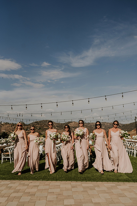  pink and black ranch wedding with elegant details - bridesmaids 