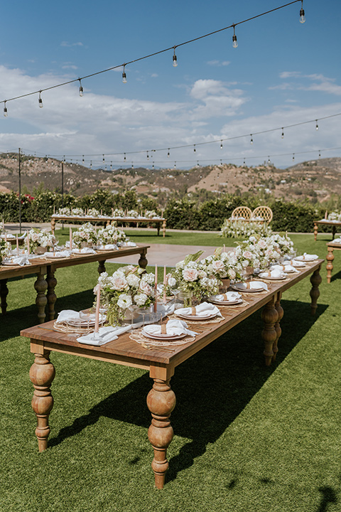  pink and black ranch wedding with elegant details - chairs and tables 