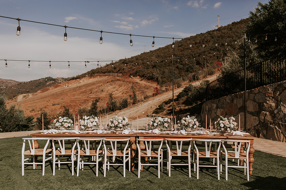  pink and black ranch wedding with elegant details - chris-and-sabeena-wedding-tables1