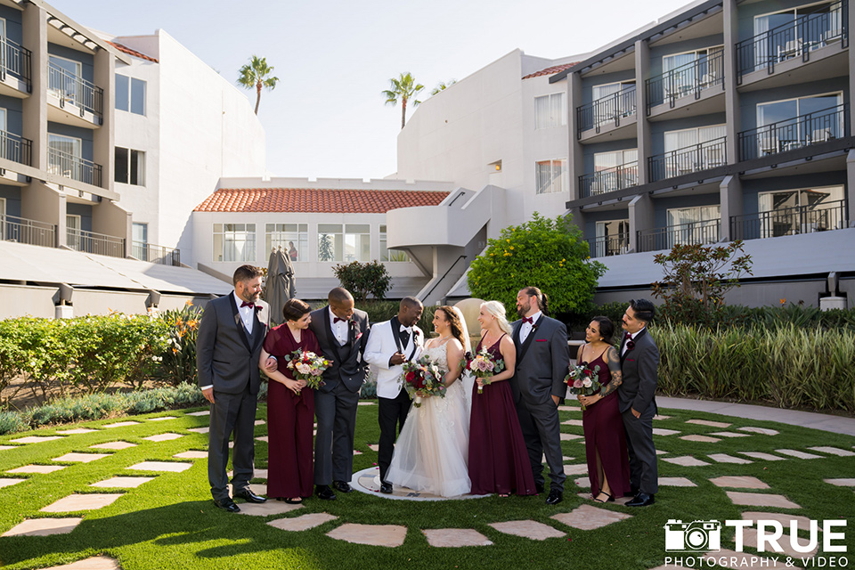  black and white beach wedding with lux details – bridal party 