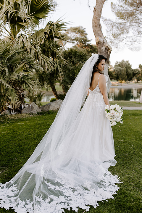  christine and gabes stunning black and white wedding with tropical touches – bride in her wedding gown 