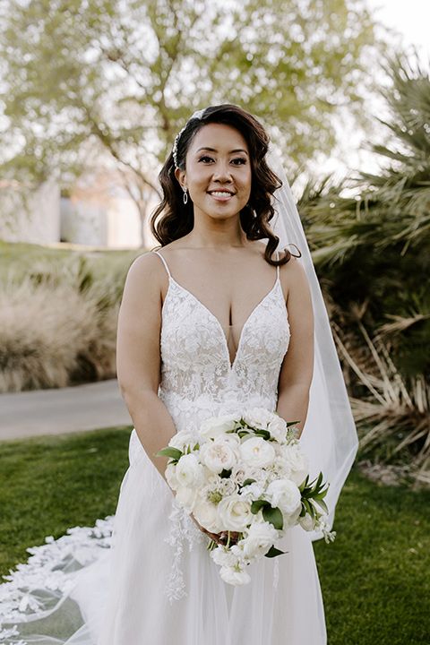  christine and gabes stunning black and white wedding with tropical touches – bride in her wedding gown 