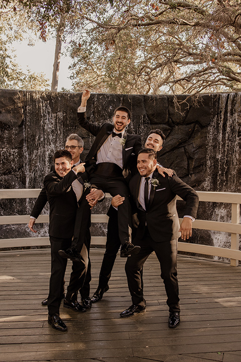  black and blush wedding with drums and star décor – groomsmen