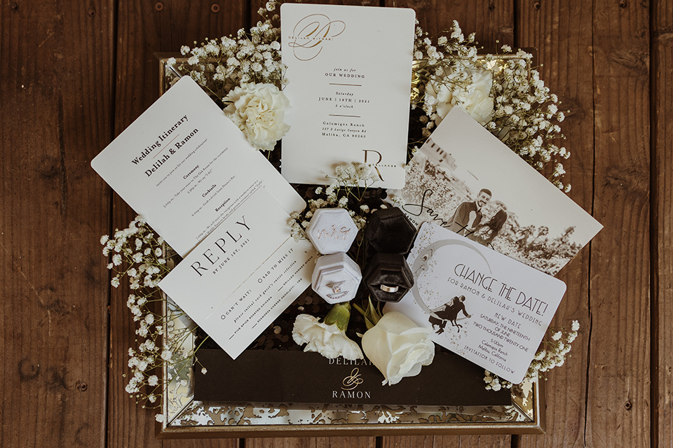  black and blush wedding with drums and star décor – invitations