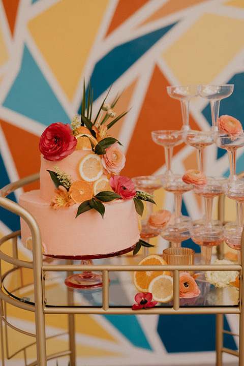  a funky groovy downtown palm springs wedding with bright colors and boho style - cake 
