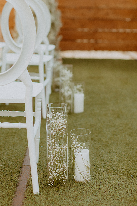  white and black wedding at the East Angel in LA – ceremony decor