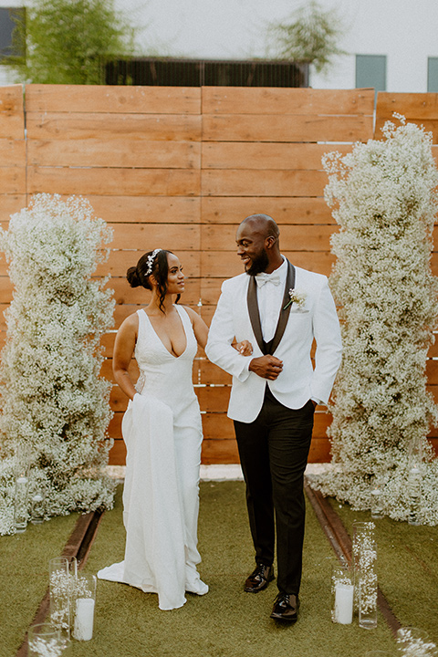  white and black wedding at the East Angel in LA – groom