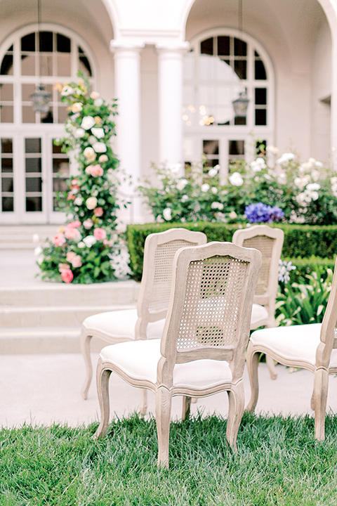  black and white classic wedding at the ebell in LA – ceremony chairs