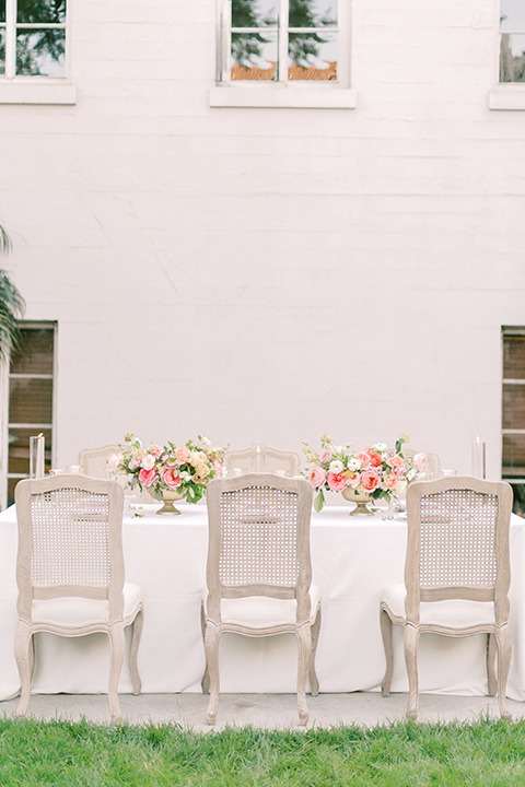  black and white classic wedding at the ebell in LA – reception tables 