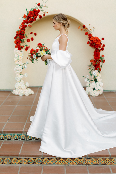  modern white and black wedding with pops of red – bride 