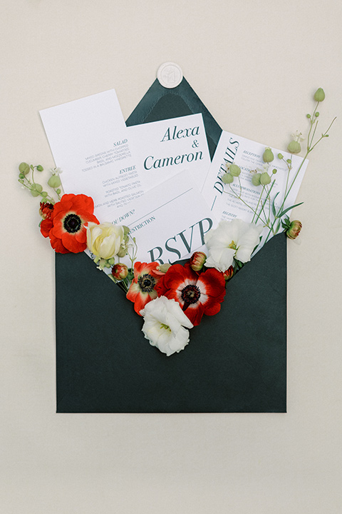  modern white and black wedding with pops of red – bridal shoes and invitations 