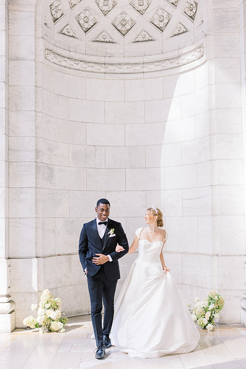  A dramatic modern black and white wedding in Central Park New York City - couple at ceremony 