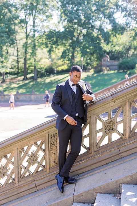  A dramatic modern black and white wedding in Central Park New York City - groom 