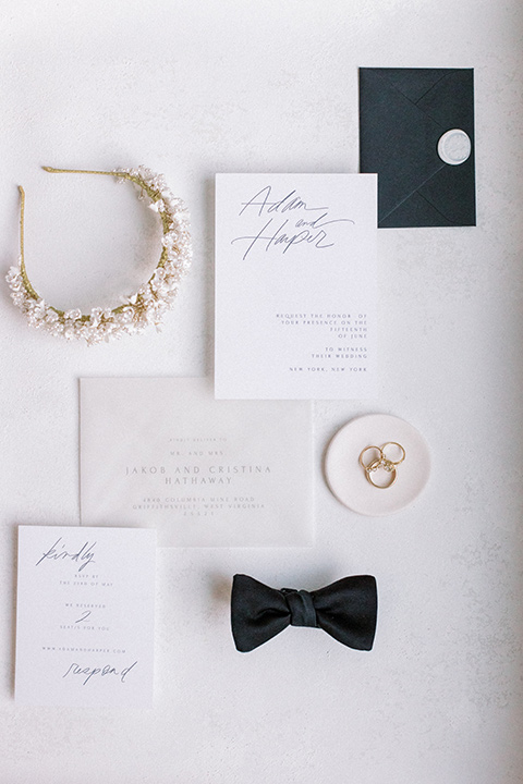  A dramatic modern black and white wedding in Central Park New York City - invitations and bridal shoes 