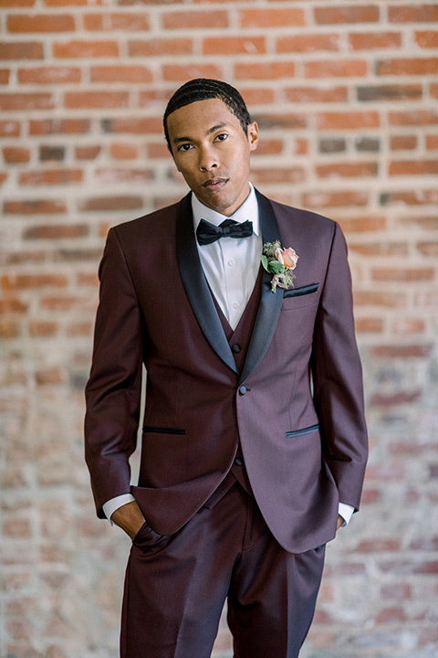  a burgundy and teal industrial winter wedding - groom 