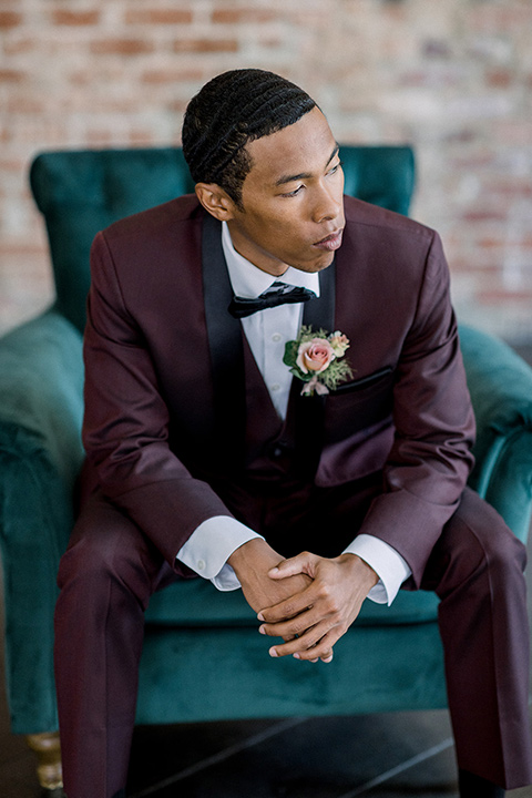  a burgundy and teal industrial winter wedding - groom 