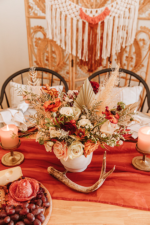  a burgundy and teal industrial winter wedding - table décor 