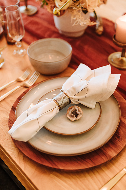  a burgundy and teal industrial winter wedding - reception table decor 