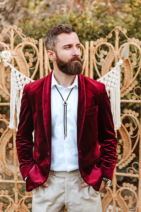  a burgundy and teal industrial winter wedding - groom 