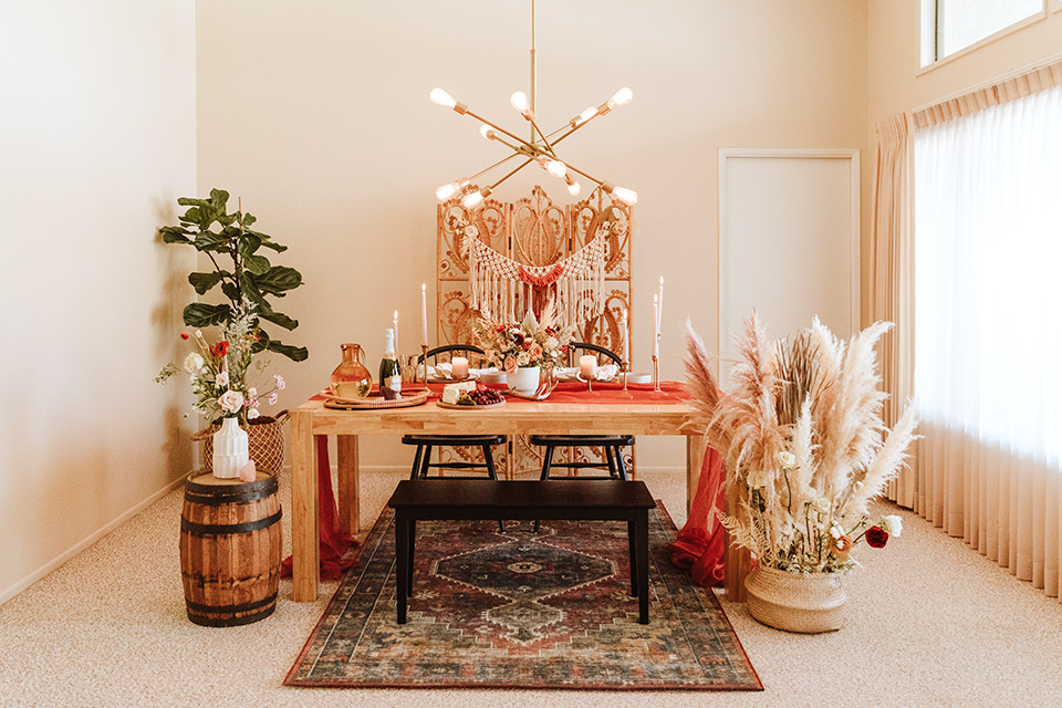  a burgundy and teal industrial winter wedding - sweetheart table 