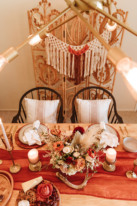  a burgundy and teal industrial winter wedding - table décor 