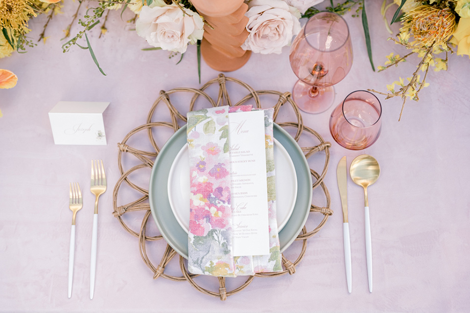  a golden toned wedding with garden details in Arizona - reception decor