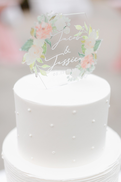  grey and dusty blue wedding with beachy touches - cake 