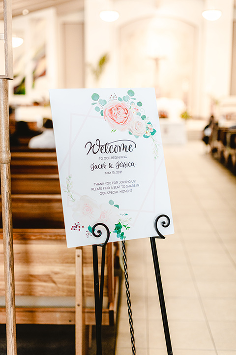  grey and dusty blue wedding with beachy touches - ceremony décor at the church 