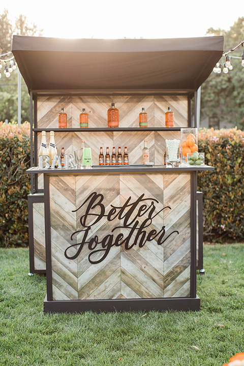  citrus blue and orange wedding with rustic tones – pop up bar 