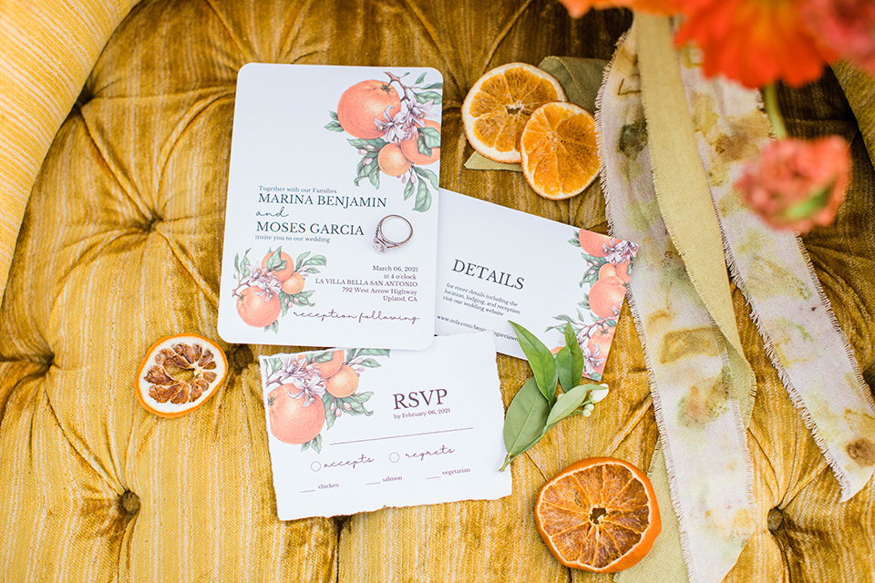 citrus blue and orange wedding with rustic tones – invitations 