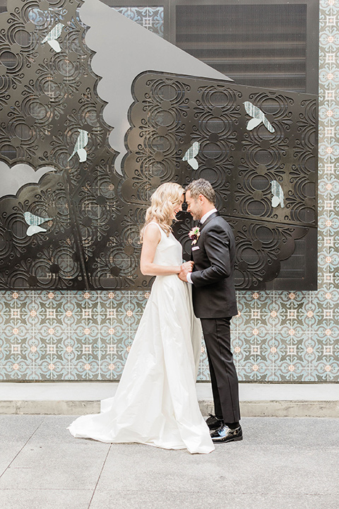  black and white wedding at the Laper Hotel – couple dancing