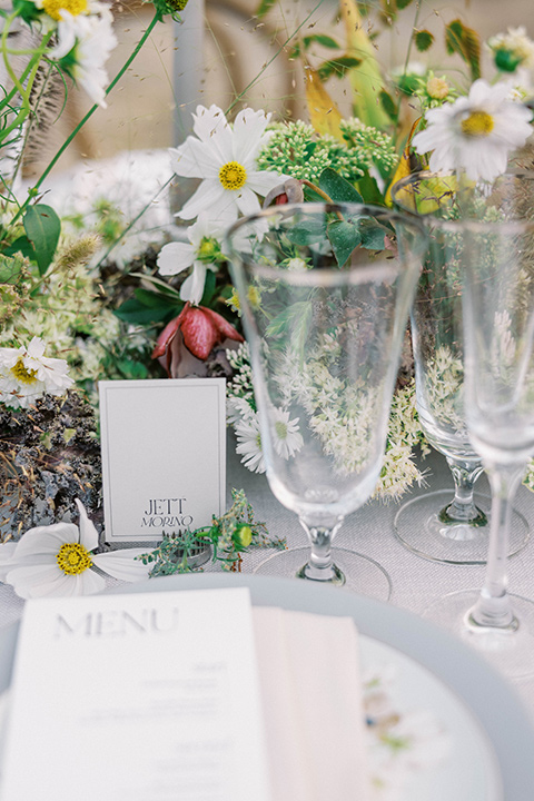  modern black and white upscale wedding on the cliffs overlooking the ocean – table décor 