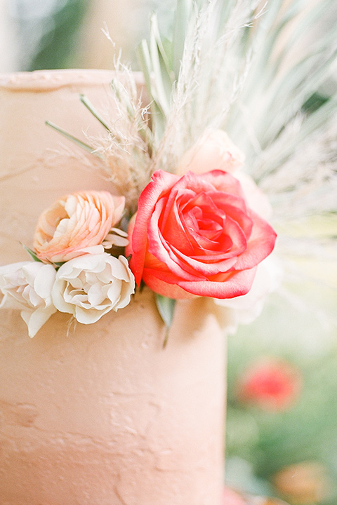  blush and burgundy wedding in the woods with the bride in a boho lace gown, the groom in a burgundy shawl tuxedo, and the bridesmaids in a dusty blush velvet gown – cake